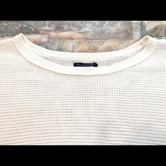 American Eagle Cream Ruffle Hi-Lo Hem Sweater (XS) - Picture 2 of 8